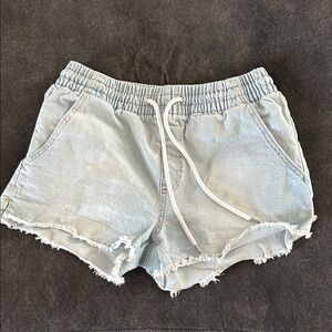 Celebrity Pink Light Wash Denim Drawstring Shorts